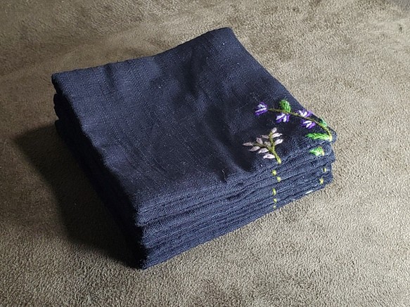 【槑的手作】日本の布棘刺繡手作り布コースター_小花 1枚目の画像