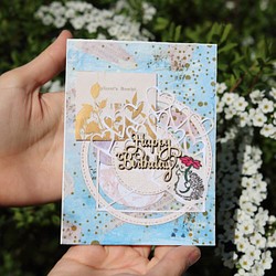 Happy Birthday♡バースデーメッセージカード【誕生日】【スクラップブッキング】 1枚目の画像