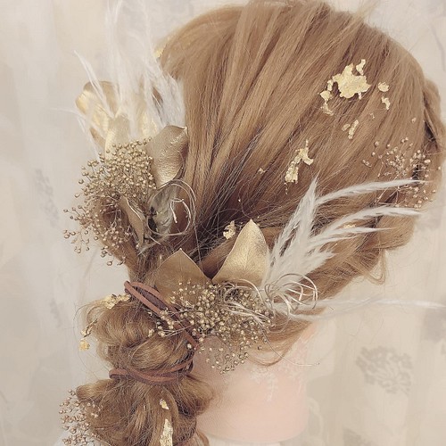 金箔ヘア ヘッドドレス ウエディング 結婚式 花嫁 卒業式 ヘアアクセサリー ヘッドパーツ マタニティフォト 成人式 ヘアアクセサリー Shinfi 通販 Creema クリーマ ハンドメイド 手作り クラフト作品の販売サイト