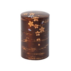 桜皮を使った秋田の伝統工芸品「樺細工」　総皮茶筒　煎茶君　ラデンオリジナル 1枚目の画像