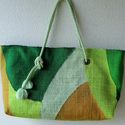 帯バッグ　緑の風　Obi Bag: Green Wind 1枚目の画像