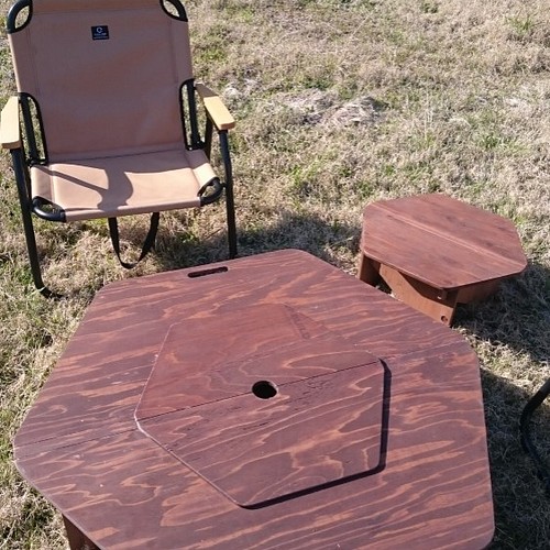 アウトドア テーブル/チェア ヘキサテーブル 折り畳みサイドテーブルコンパクト 木材・板 miyabi 
