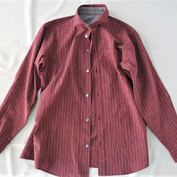 オトナの赤シャツはこれも！オトナのメンズシャツ｜25000円のオーダーメイド｜遠州綿紬｜肌色に映える日本の赤シャツー 1枚目の画像