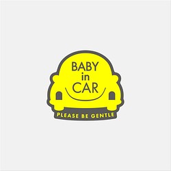 BABY in car　車用ステッカー ［YELLOW］｜北欧風・カー用品・日本製 1枚目の画像