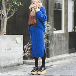 棉花糖針織裙 (19w-017) 藍色 第1張的照片