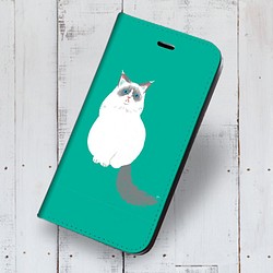iPhone専用 フラップ無し手帳型ケース★ネコのリリー 1枚目の画像