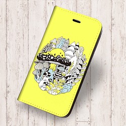 iPhone フラップ無し手帳型ケース イラスト坂本奈緒04【うさぎとキノコの森】 1枚目の画像