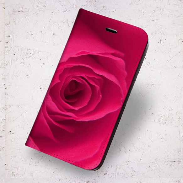 iPhone フラップ無し手帳型ケース ★ローズ-ピンク 1枚目の画像