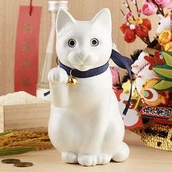 ＜送料無料＞ へそくりの招き猫 壱号白 （ 招き猫 おしゃれ プレゼント かわいい 猫 ） 1枚目の画像