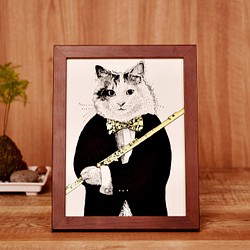 【古典音樂貓肖像畫】長笛 | 古典音樂 | Music Gift | 音樂禮品 第1張的照片