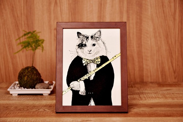 【古典音樂貓肖像畫】長笛 | 古典音樂 | Music Gift | 音樂禮品 第1張的照片
