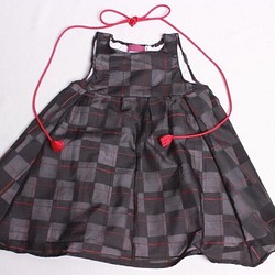 k-6 夏用道行コートで作ったワンピース チェック柄 レトロな子供服 1枚目の画像