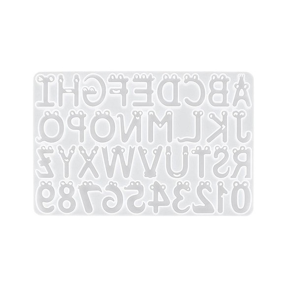 シリコンモールド アルファベット・数字　穴あり　25×16.2×0.7cm シリコン型 レジン ハーバリウム 1枚目の画像