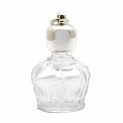 ミニ香水瓶　アロマペンダントトップ　王冠（透明　容量1ml）×穴あきキャップ　シルバー 1枚目の画像