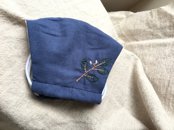 夏日-小葉小花刺繡立體口罩or口罩套-日本製薄棉(可寄送海外) 第1張的照片