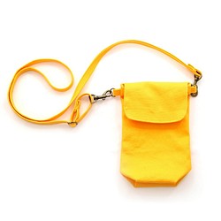 直式帆布隨身斜背包/手機包(黃) 第1張的照片