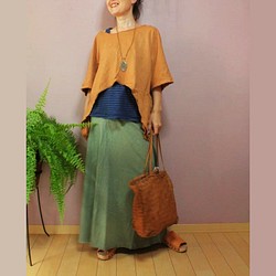 asana ヘンプの六芒星刺繍ロングスカート133●麻の葉 1枚目の画像