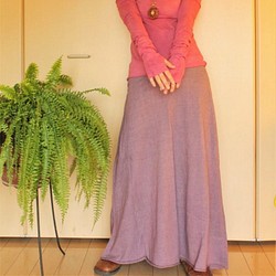 asana ヘンプの六芒星刺繍ロングスカート133●パープル 1枚目の画像
