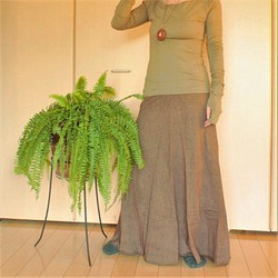 asana ヘンプの六芒星刺繍ロングスカート121●草木染め麻墨グレー 1枚目の画像