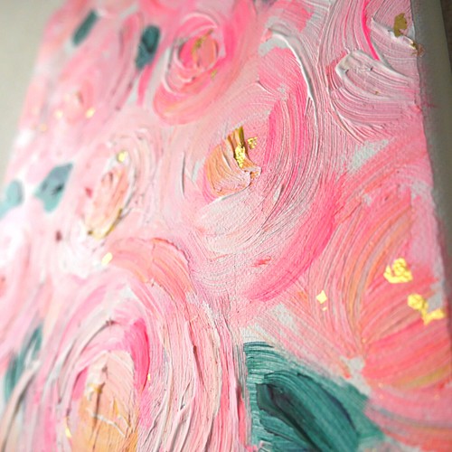 FLOWER C// アクリル 絵の具 絵画 アート インテリア ピンク 抽象画 
