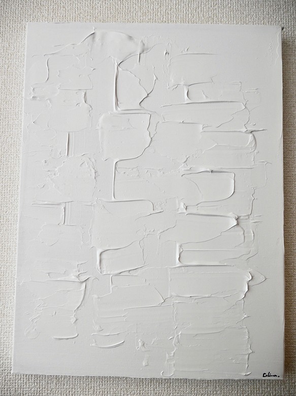 WHITE-J//キャンバス アクリル絵画 抽象画 インテリア モダンアート 白 ホワイト シンプル おしゃれ 3D
