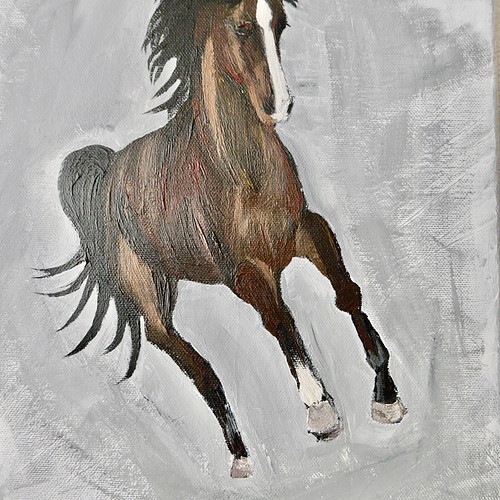 SOLD】HORSE-A//アクリル 絵画 パネル 馬 動物 抽象画 シック 乗馬