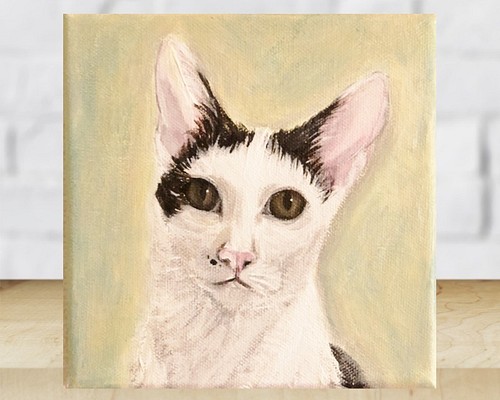 SOLD】CAT-A// 猫 絵画 キャンバス アクリル アートパネル ビション 愛 