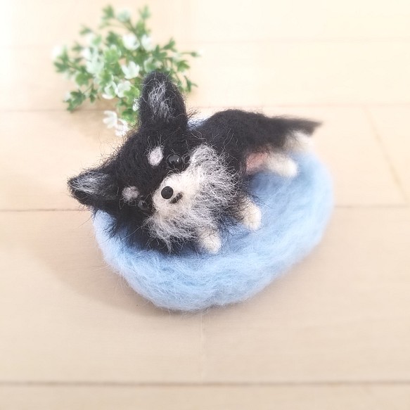 【送料無料】羊毛フェルト　チワワ　ブラックタン　ミニチュア　犬