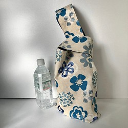 花柄ワンハンドルミニバッグ（ブルー） 1枚目の画像