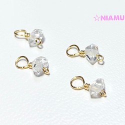 【天然石チャーム】ハーキマーダイヤモンド　4個　14kgf　ハンドメイド素材 1枚目の画像