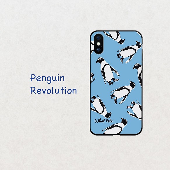 【ペンギン　レボリューション】 スカイブルー　スマホケース　iphone android ほぼ全機種対応 1枚目の画像