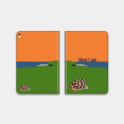 【頑張るホシガメ】 オレンジ　 手帳型タブレットケース　ipad andoroid　対応機種あり 1枚目の画像