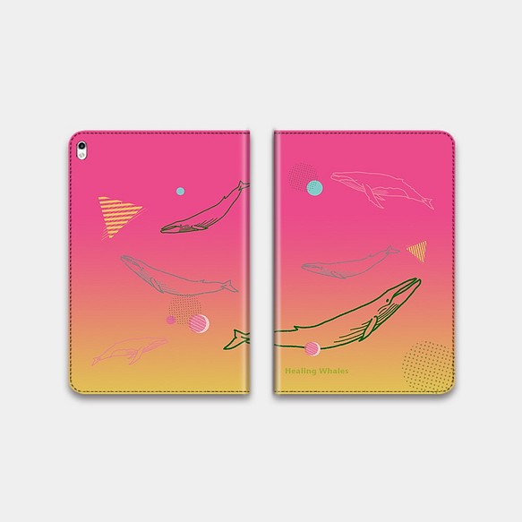【Healing Whales】朝焼け　 手帳型タブレットケース　ipad andoroid　対応機種あり 1枚目の画像