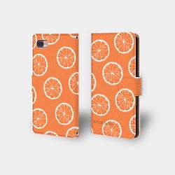 【グッジョブ！柑橘系】オレンジ  手帳型スマホケース　iphone android ほぼ全機種対応 1枚目の画像