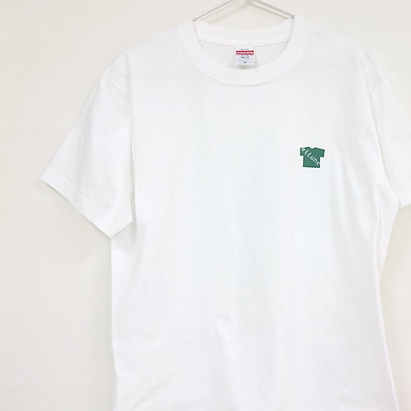【kilune】Tシャツ緑ロゴ　コットンTシャツ　白 1枚目の画像