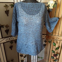 袖ベル型編みのサマーセーター 1枚目の画像