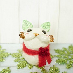 猫の雪だるま　陶器　プチギフト 1枚目の画像
