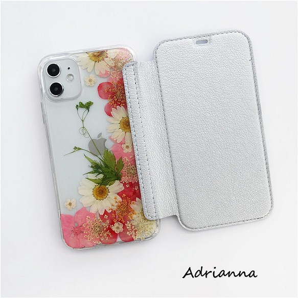 押し花 手帳型スマホケース Iphoneケース Iphone14pro 13 12 Se 11 8 7 Xs Iphoneケース カバー Adrianna 通販 Creema クリーマ ハンドメイド 手作り クラフト作品の販売サイト