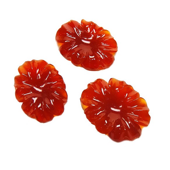 カーネリアン(3ピース)／Flower Shape Carnelian 1枚目の画像