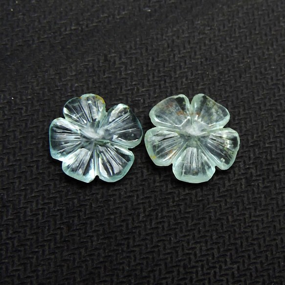 トパーズ(2ピース)／Blue Topaz Flower Carving その他アクセサリー