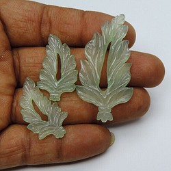 アゲート(3ピース)／Aqua Agate Leaf Carving その他アクセサリー