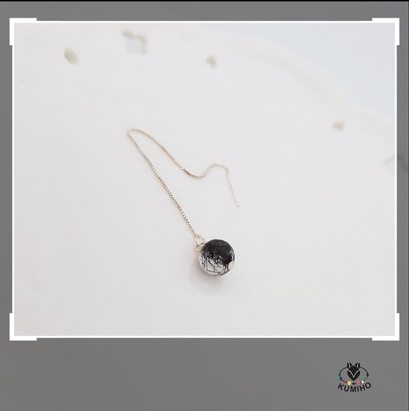 耳環系列-黑髮-黑髮晶、925純銀飾 第1張的照片