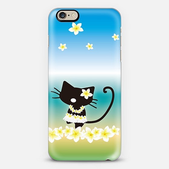 【受注生産】iPhone＆スマホ各種ケース　プルメリアフラガールの夏猫女子青空 1枚目の画像