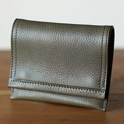 イタリアンレザーの薄型財布　グリージオ　グレー 1枚目の画像