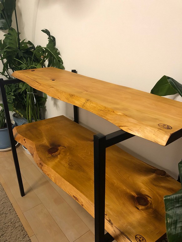 送料無料 無垢板 無垢 棚板 テーブル 皮付 机 天板 板 一枚板 国産桧 ひのき DIY - 2