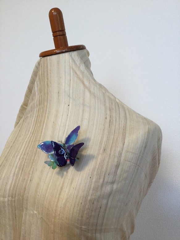 和紙の蝶々　コサージュ　青 1枚目の画像