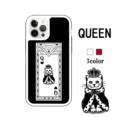 Iphone13 猫 ねこ 強化ガラス トランプ 女王 Queen Iphoneケース スマホケース イラスト Iphoneケース カバー Key Graffiti 通販 Creema クリーマ ハンドメイド 手作り クラフト作品の販売サイト