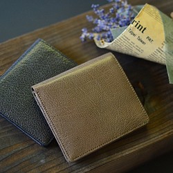【経年変化を楽しむ】ベビーバッファロー本革製 二つ折り財布　MK-3009-BB-5 1枚目の画像