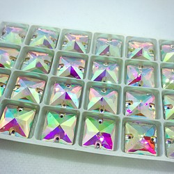 装飾用 高輝度 ガラスビジュー/四角 16㎜ 24個セット 1枚目の画像