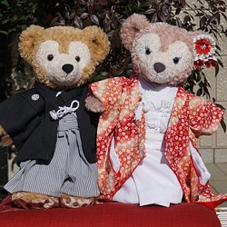 ダッフィー&シェリーメイのウェディング衣装 羽織袴と白無垢 ピンク 